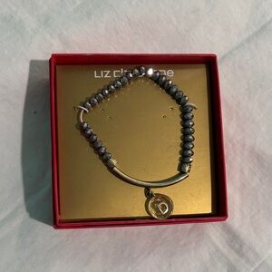 Liz Claiborne “D” Initial Metallic Beaded Stretch Bracelet